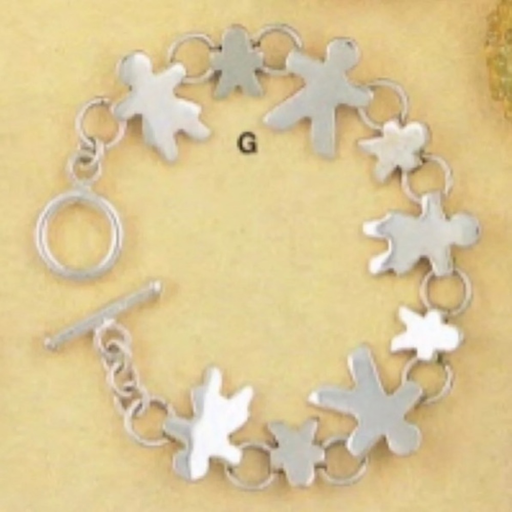 RARE Vintage Silpada Sterling Silver Family Paper Doll Link Bracelet